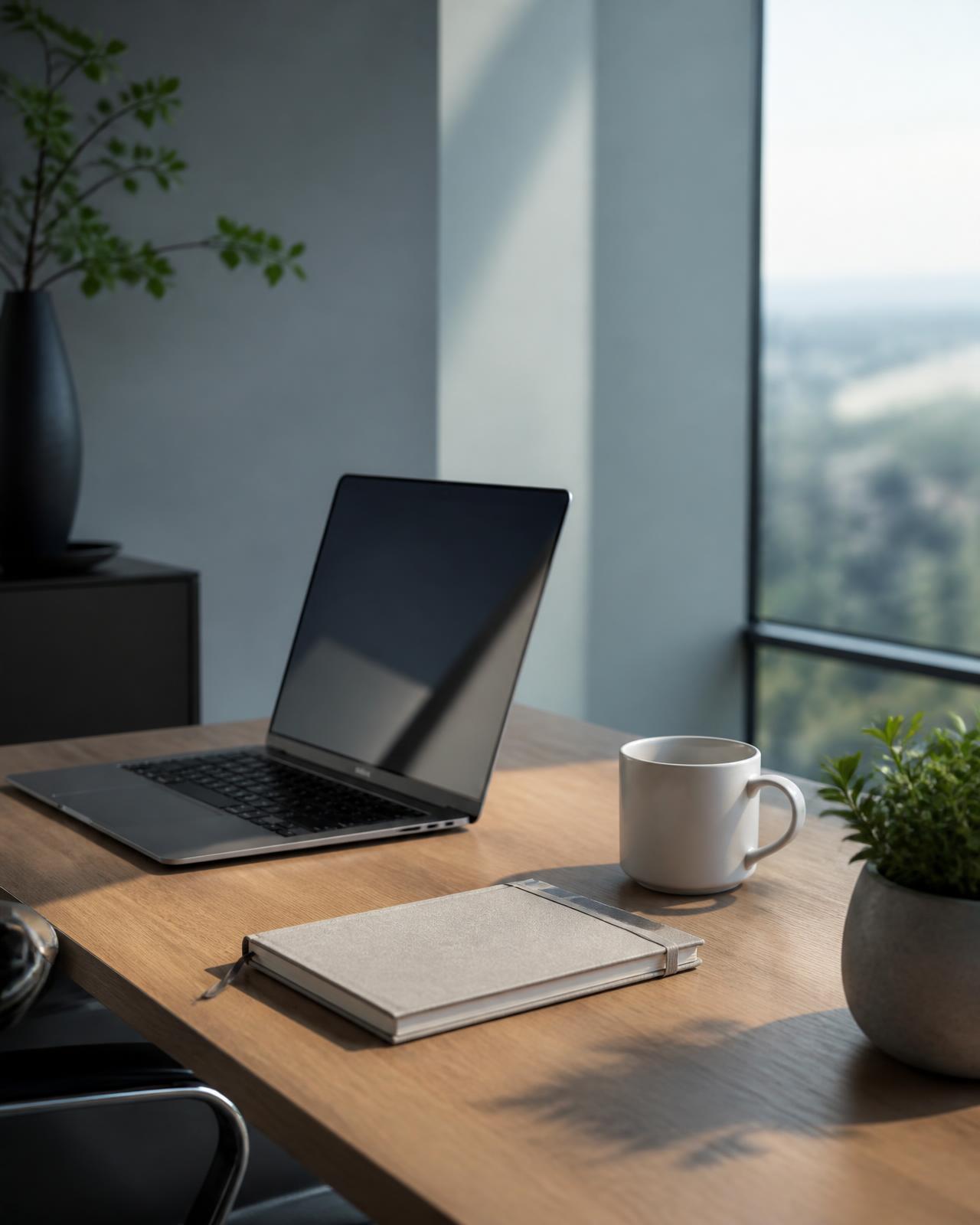 A calm, organised professional workspace